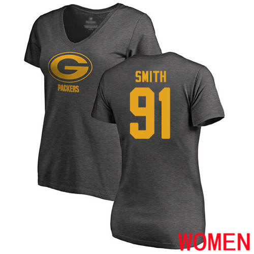 Green Bay Packers Ash Women #91 Smith Preston One Color Nike NFL T Shirt->nfl t-shirts->Sports Accessory